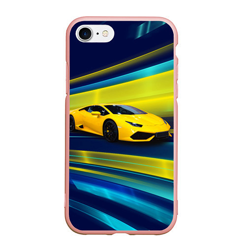 Чехол iPhone 7/8 матовый Желтый итальянский суперкар / 3D-Светло-розовый – фото 1