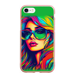 Чехол iPhone 7/8 матовый Девушка с разноцветными волосами