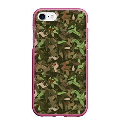 Чехол iPhone 7/8 матовый Олени и дубовые листья - камуфляж