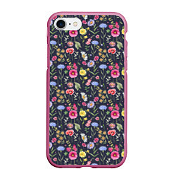 Чехол iPhone 7/8 матовый Цветочная феерия, цвет: 3D-малиновый