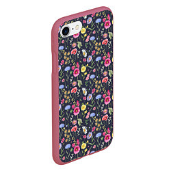Чехол iPhone 7/8 матовый Цветочная феерия, цвет: 3D-малиновый — фото 2