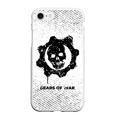 Чехол iPhone 7/8 матовый Gears of War с потертостями на светлом фоне / 3D-Белый – фото 1