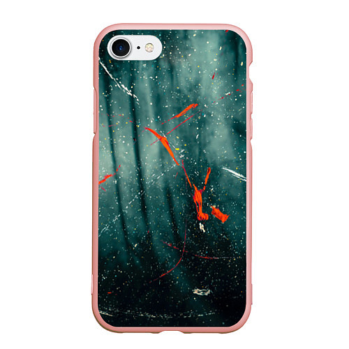Чехол iPhone 7/8 матовый Тени и краски во тьме / 3D-Светло-розовый – фото 1