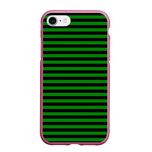 Чехол iPhone 7/8 матовый Черно-зеленые полосы / 3D-Малиновый – фото 1