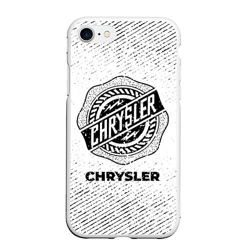 Чехол iPhone 7/8 матовый Chrysler с потертостями на светлом фоне / 3D-Белый – фото 1