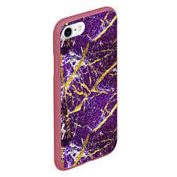 Чехол iPhone 7/8 матовый Фиолетовые и золотые блестки, цвет: 3D-малиновый — фото 2
