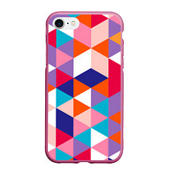Чехол iPhone 7/8 матовый Ромбический разноцветный паттерн, цвет: 3D-малиновый