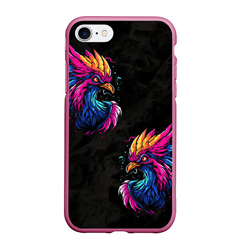 Чехол iPhone 7/8 матовый Киберпанк Птица / 3D-Малиновый – фото 1