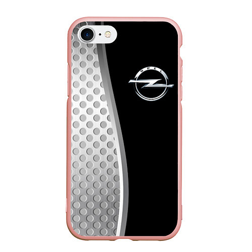 Чехол iPhone 7/8 матовый Опель черный серебристый / 3D-Светло-розовый – фото 1