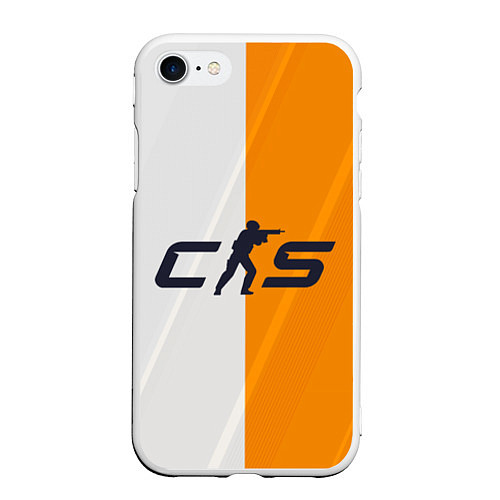 Чехол iPhone 7/8 матовый Counter Strike 2 White Orange Stripes / 3D-Белый – фото 1