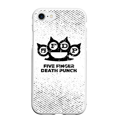 Чехол iPhone 7/8 матовый Five Finger Death Punch с потертостями на светлом / 3D-Белый – фото 1