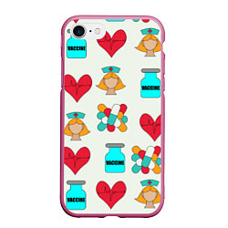 Чехол iPhone 7/8 матовый Вакцина, пипюпи и сердце, цвет: 3D-малиновый