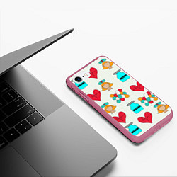 Чехол iPhone 7/8 матовый Вакцина, пипюпи и сердце, цвет: 3D-малиновый — фото 2