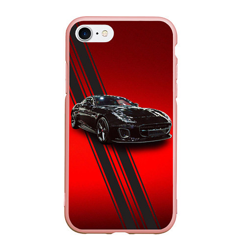 Чехол iPhone 7/8 матовый Английский спортивный автомобиль Jaguar / 3D-Светло-розовый – фото 1