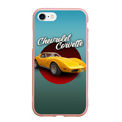 Чехол iPhone 7/8 матовый Американский спорткар Chevrolet Corvette Stingray, цвет: 3D-светло-розовый