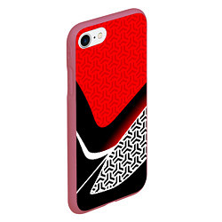 Чехол iPhone 7/8 матовый Геометрическая униформа - красная, цвет: 3D-малиновый — фото 2