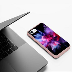 Чехол iPhone 7/8 матовый Фиолетовый с белым паттерн, цвет: 3D-светло-розовый — фото 2