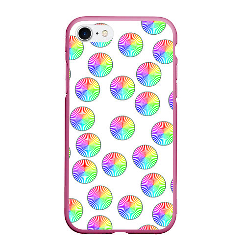 Чехол iPhone 7/8 матовый Круги с линиями, спектр / 3D-Малиновый – фото 1