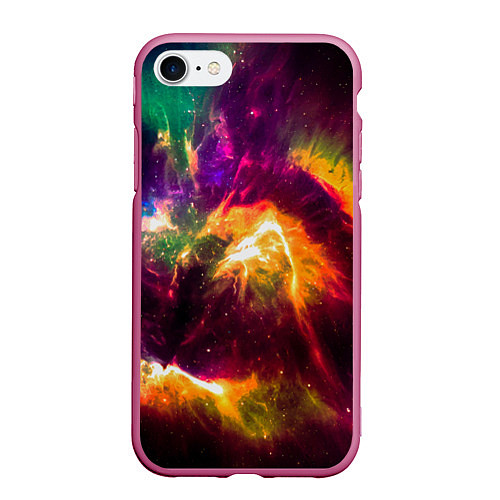 Чехол iPhone 7/8 матовый Небула в космосе разноцветная - нейронная сеть / 3D-Малиновый – фото 1