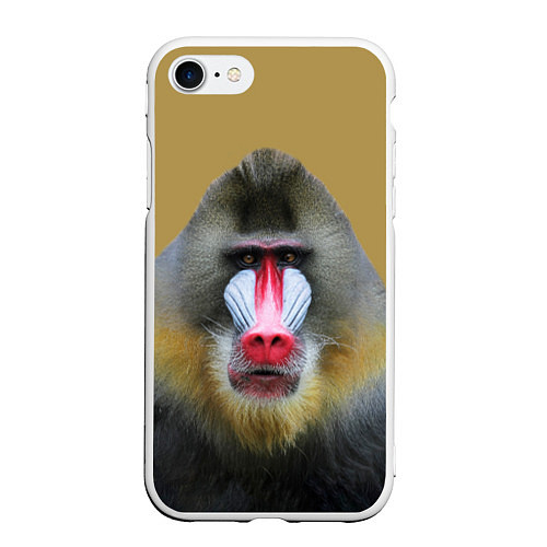 Чехол iPhone 7/8 матовый Мандрил обезьяна / 3D-Белый – фото 1