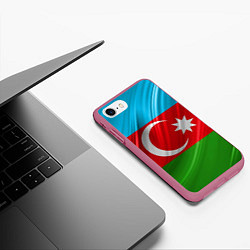 Чехол iPhone 7/8 матовый Азербайджанский флаг, цвет: 3D-малиновый — фото 2
