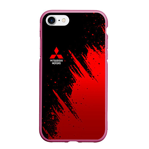 Чехол iPhone 7/8 матовый Mitsubishi red - red sport / 3D-Малиновый – фото 1