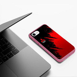 Чехол iPhone 7/8 матовый Mitsubishi red - red sport, цвет: 3D-малиновый — фото 2