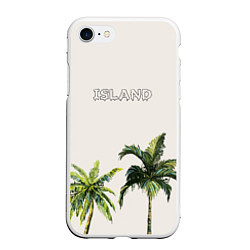 Чехол iPhone 7/8 матовый Пальмы island, цвет: 3D-белый