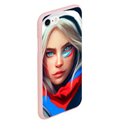 Чехол iPhone 7/8 матовый Девушка с голубыми глазами в флаге, цвет: 3D-светло-розовый — фото 2