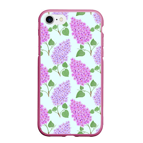 Чехол iPhone 7/8 матовый Лиловая и розовая сирень / 3D-Малиновый – фото 1