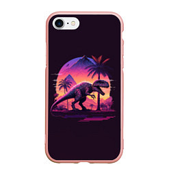 Чехол iPhone 7/8 матовый Retrowave Trex, цвет: 3D-светло-розовый