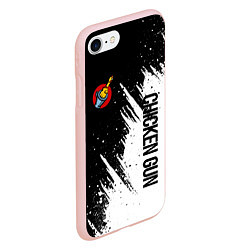 Чехол iPhone 7/8 матовый Chicken gun - белая краска, цвет: 3D-светло-розовый — фото 2