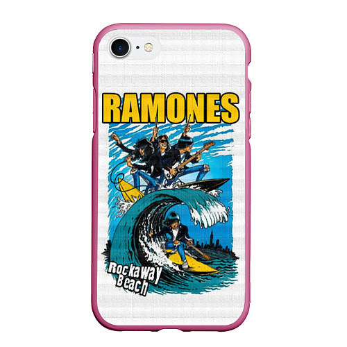 Чехол iPhone 7/8 матовый Ramones rock away beach / 3D-Малиновый – фото 1