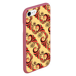 Чехол iPhone 7/8 матовый Винтажный растительный орнамент, цвет: 3D-малиновый — фото 2