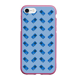 Чехол iPhone 7/8 матовый Синяя консоль тетрис, цвет: 3D-малиновый