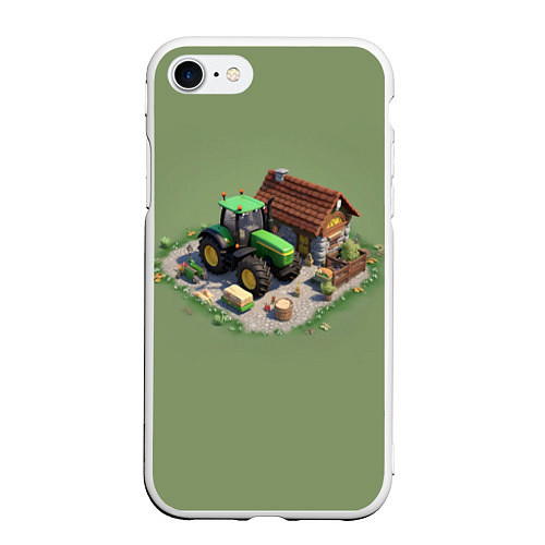 Чехол iPhone 7/8 матовый Farming Simulator - Изометрия / 3D-Белый – фото 1