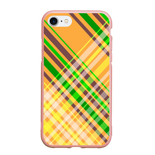 Чехол iPhone 7/8 матовый Желто-зеленый геометрический ассиметричный узор / 3D-Светло-розовый – фото 1