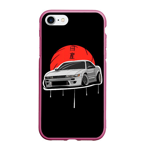 Чехол iPhone 7/8 матовый Nissan Silvia S14 - Japan style / 3D-Малиновый – фото 1