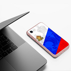 Чехол iPhone 7/8 матовый Россия - пограничные войска, цвет: 3D-светло-розовый — фото 2
