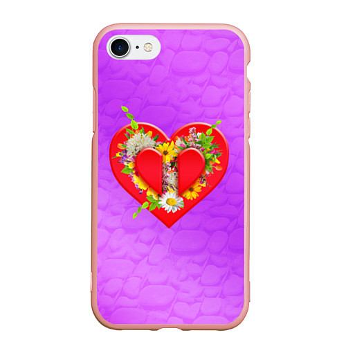 Чехол iPhone 7/8 матовый Цветы от сердца / 3D-Светло-розовый – фото 1