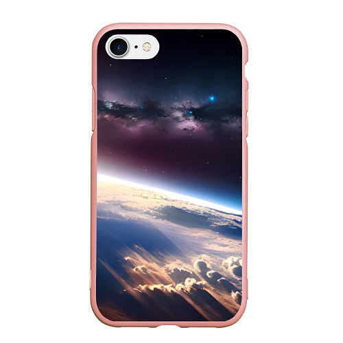 Чехол iPhone 7/8 матовый Планета и космос / 3D-Светло-розовый – фото 1