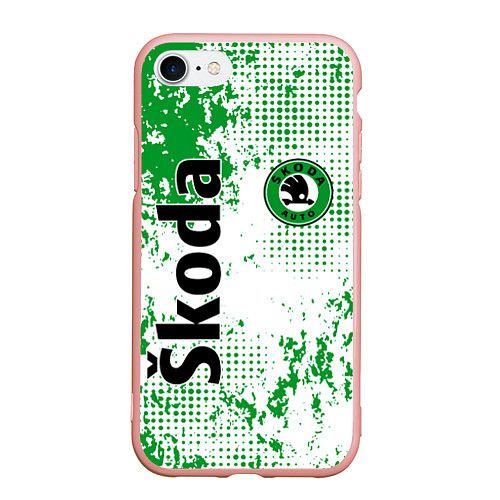 Чехол iPhone 7/8 матовый Skoda auto logo / 3D-Светло-розовый – фото 1