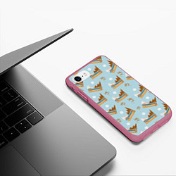 Чехол iPhone 7/8 матовый Летний пейзаж с пальмами, цвет: 3D-малиновый — фото 2