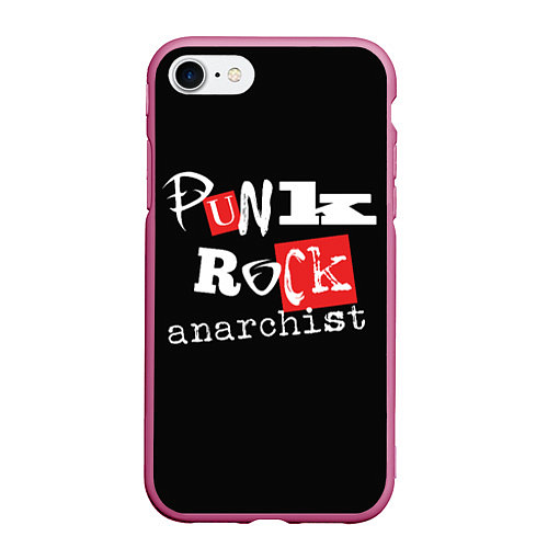 Чехол iPhone 7/8 матовый Панк-рок анархист / 3D-Малиновый – фото 1