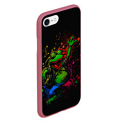 Чехол iPhone 7/8 матовый Лягушонок Пепе веселится с граффити, цвет: 3D-малиновый — фото 2