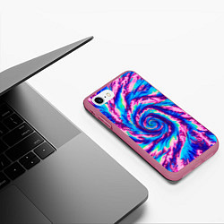 Чехол iPhone 7/8 матовый Тай-дай розово-голубой, цвет: 3D-малиновый — фото 2