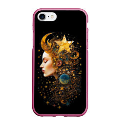 Чехол iPhone 7/8 матовый Богиня ночи - нейросеть, цвет: 3D-малиновый