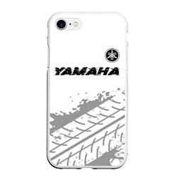 Чехол iPhone 7/8 матовый Yamaha speed на светлом фоне со следами шин: симво, цвет: 3D-белый