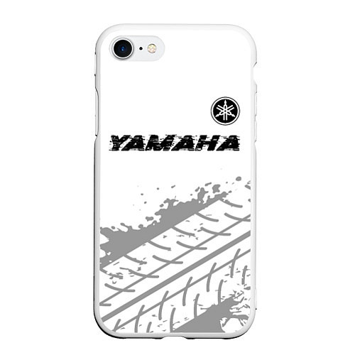 Чехол iPhone 7/8 матовый Yamaha speed на светлом фоне со следами шин: симво / 3D-Белый – фото 1