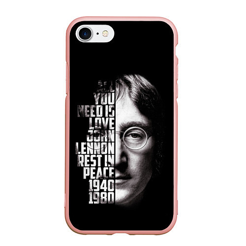 Чехол iPhone 7/8 матовый Джон Леннон легенда / 3D-Светло-розовый – фото 1